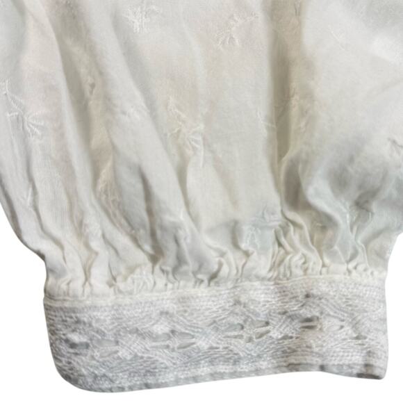 Old Navy White Lace Button Down Blouse Women’s Large Cotton Top Boho Chic - Picture 5 of 6